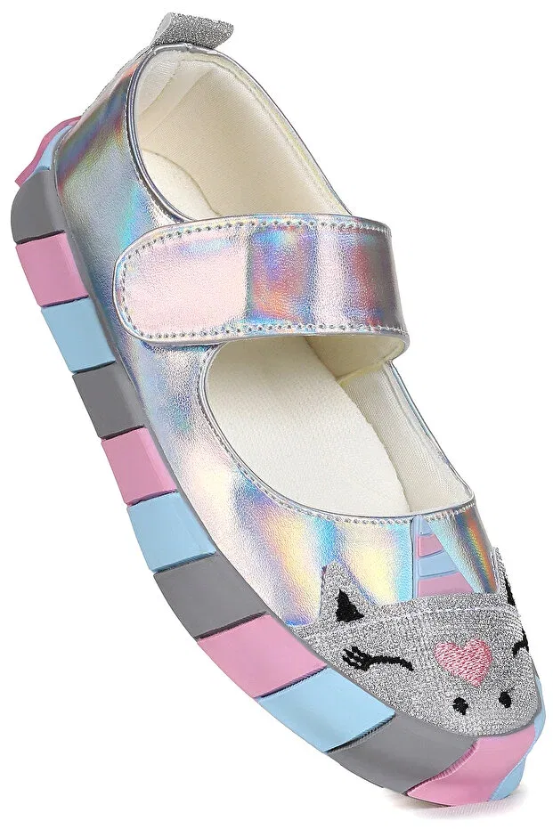 Детские балетки для девочек с липучкой Kiko Kids, Silver