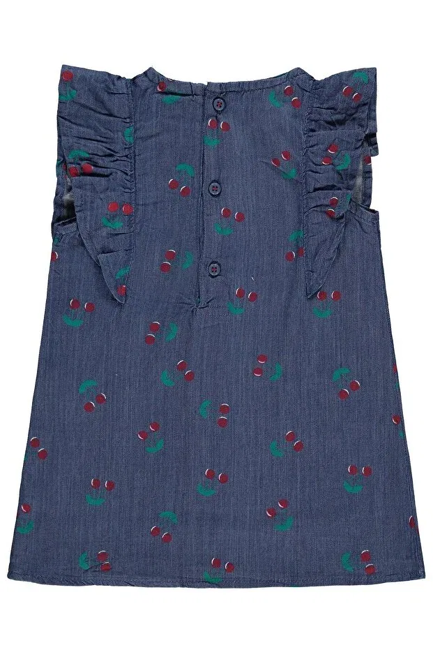 Детское платье для девочек с принтом Cherry Print Ruffle Civil Baby, Blue — фото 3