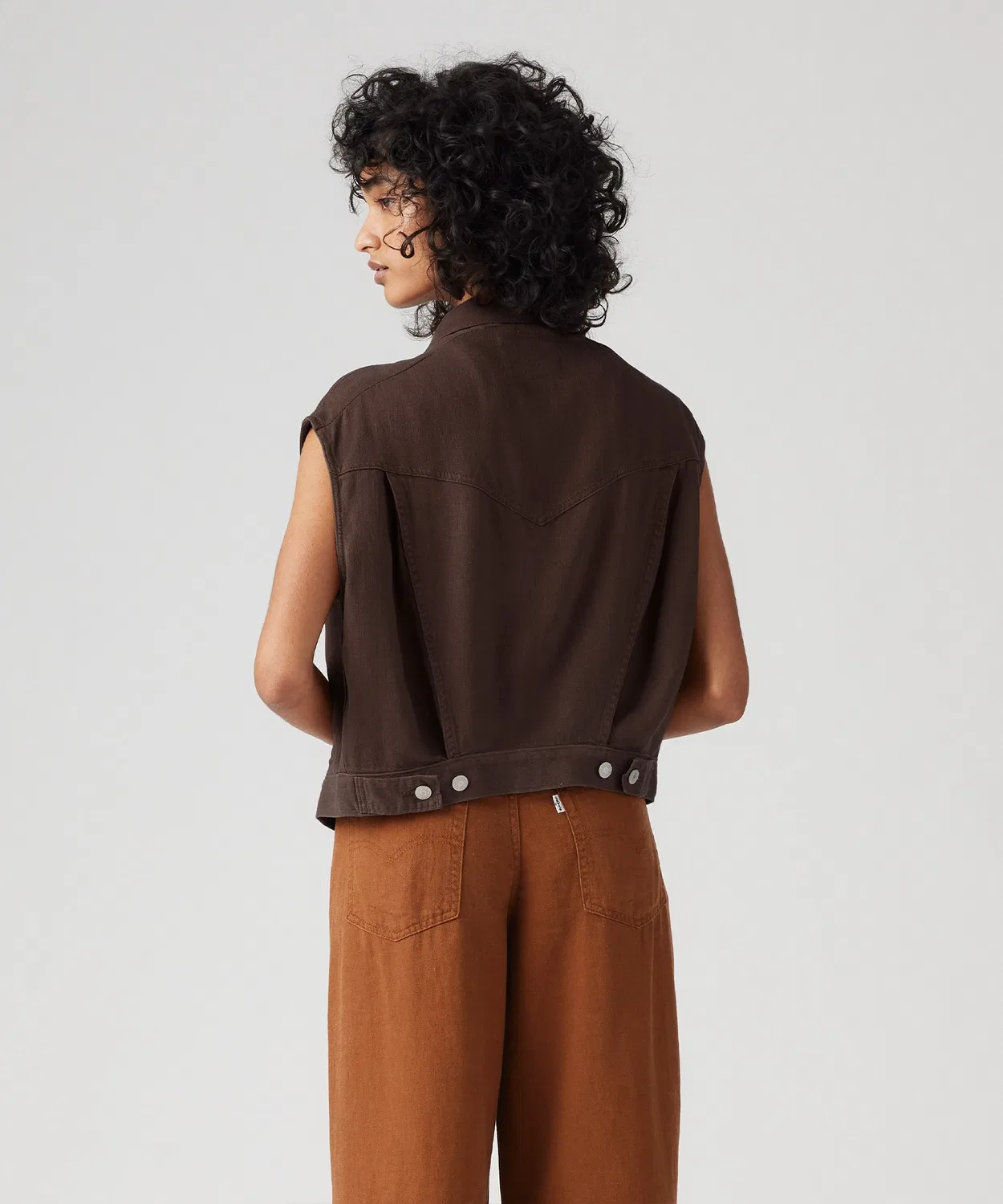 Женский джинсовый жилет без рукавов Levi's SHRUNKEN 90S, Brown — фото 3