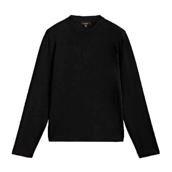 

Лонгслив Massimo Dutti Cotton, черный