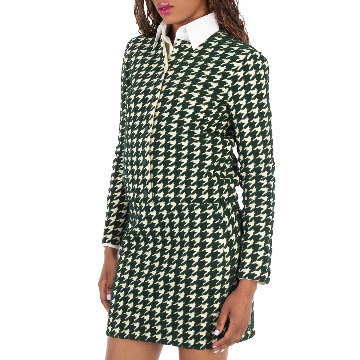Кардиган хлопковый с принтом Houndstooth Cotton-Blend Cardigan Burberry, Ivy Ip Pattern — фото 3