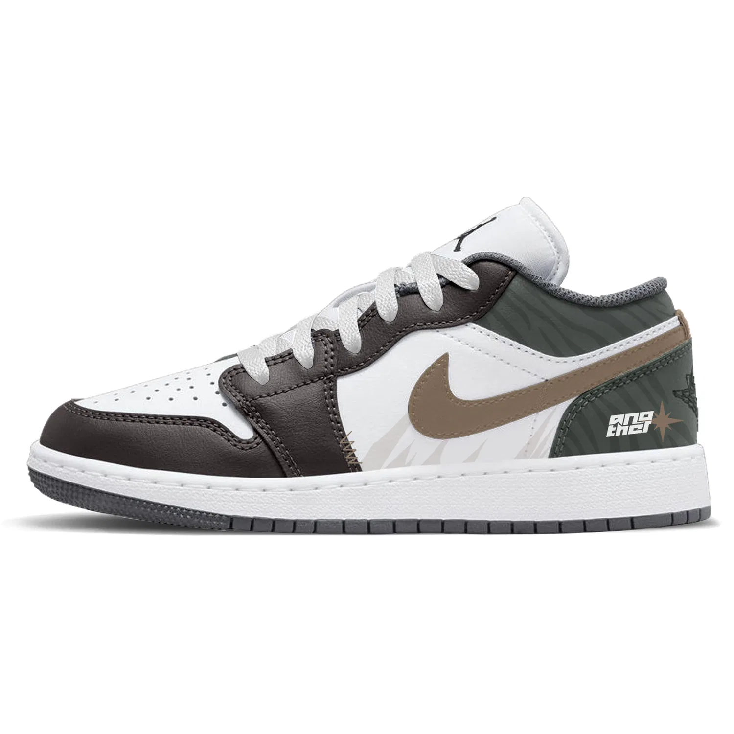 Детские кастомные кроссовки низкие ретро Jordan Air 1 Brown Wilderness, Jordan, White