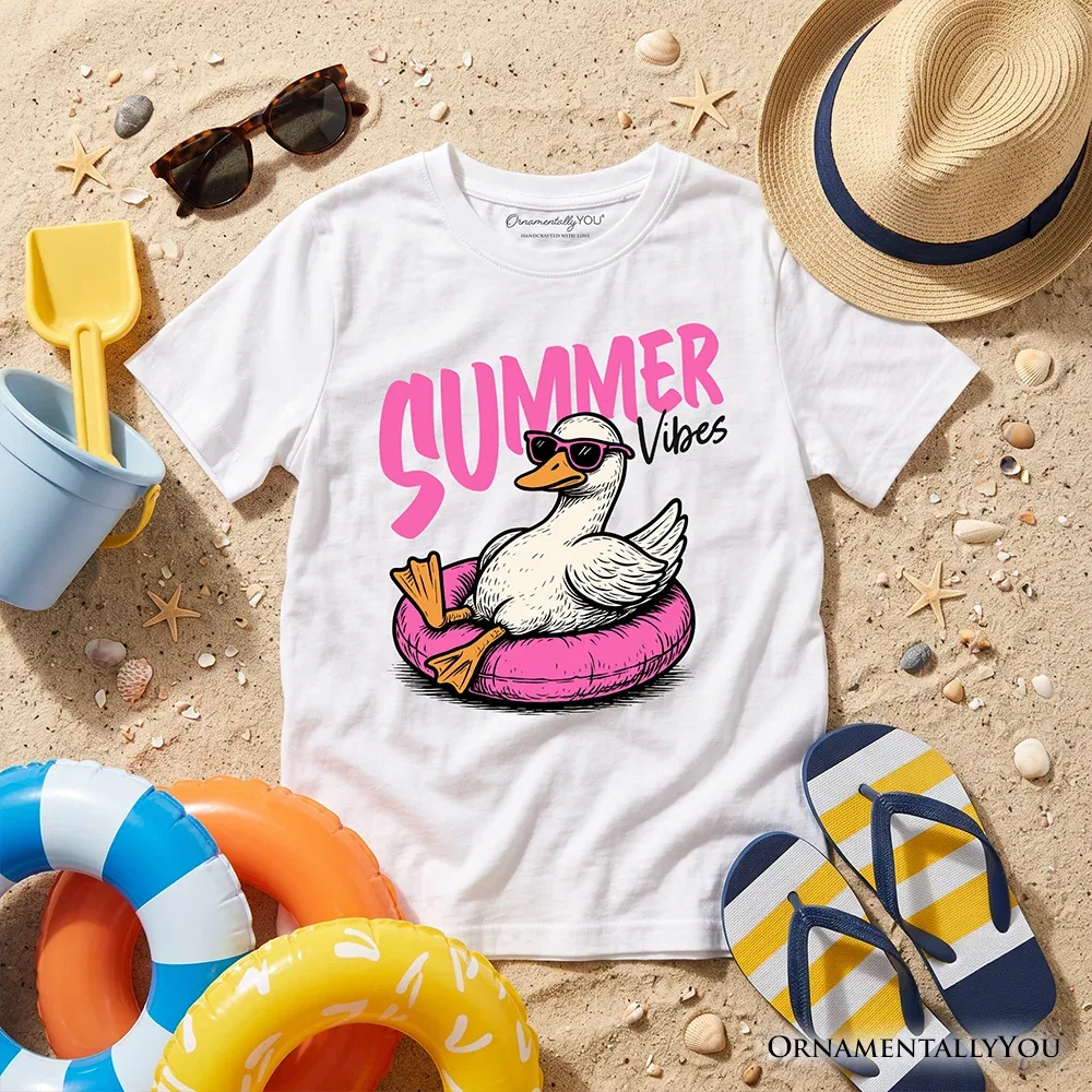 Детская футболка для мальчиков с принтом Summer Vibes Goose OrnamentallyYou, White