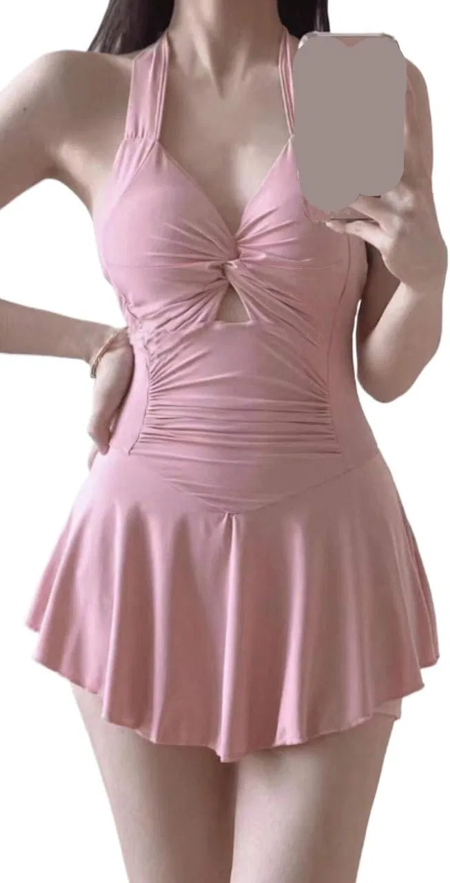 Женский цельнокроеный купальник с открытой спиной и драпировкой, Pink