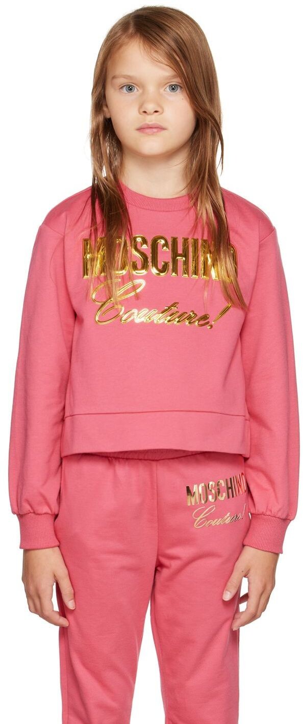 

Детская розовая толстовка \Couture\"" Moschino, Розовый, Детская розовая толстовка \Couture\"" Moschino