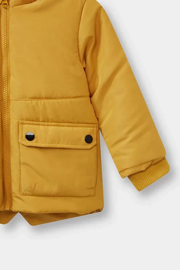 Детское пальто для девочек с капюшоном Defacto, Yellow — фото 2