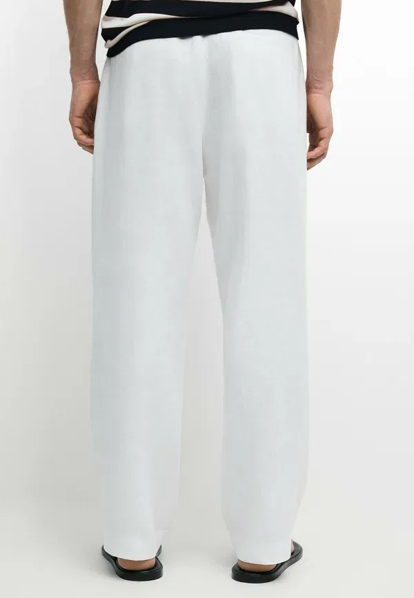Брюки из льна Massimo Dutti, белый — фото 3