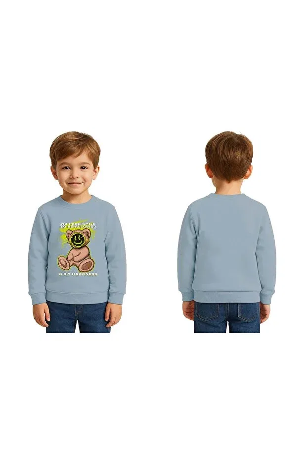 Детские свитшот для мальчиков с принтом Teddy Bear Bear Printed Sedirli, Blue