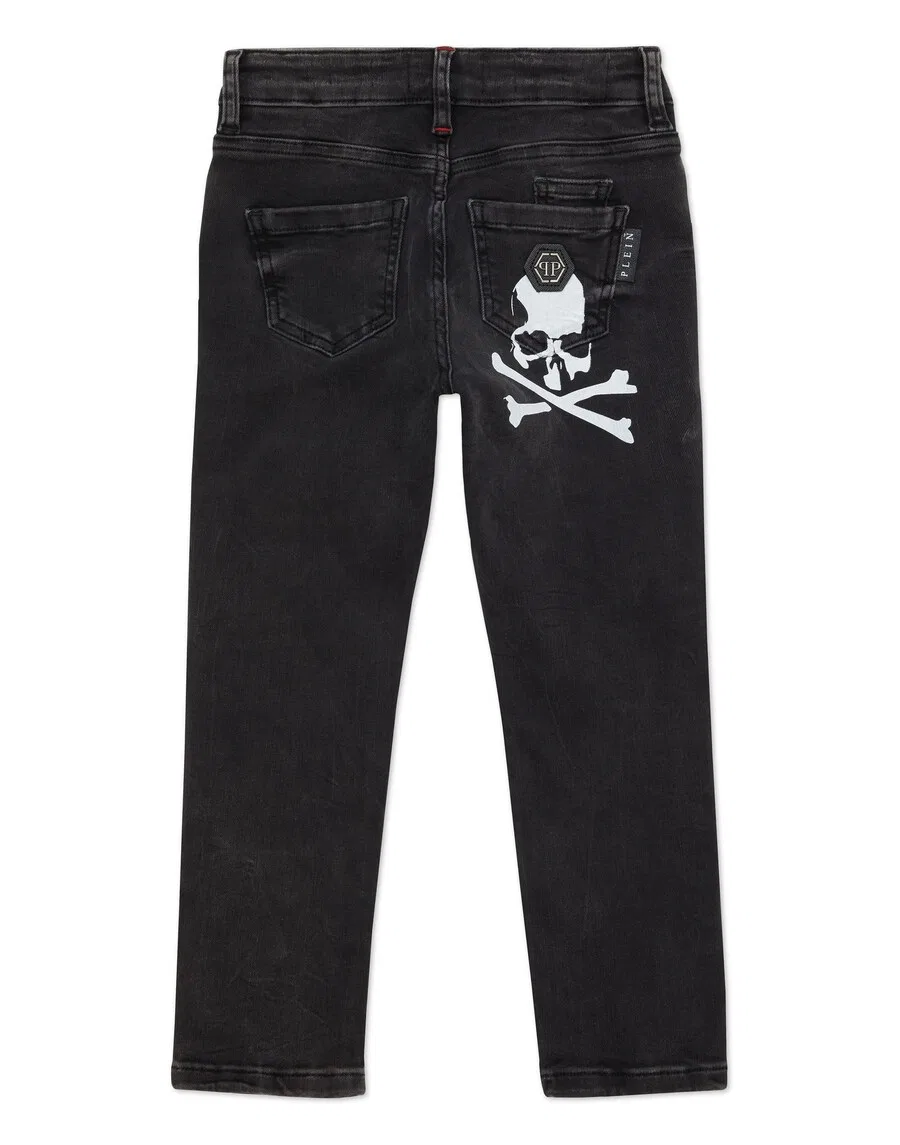 Джинсы Philipp Plein Regular Jeans 'Skull' черного цвета — фото 2