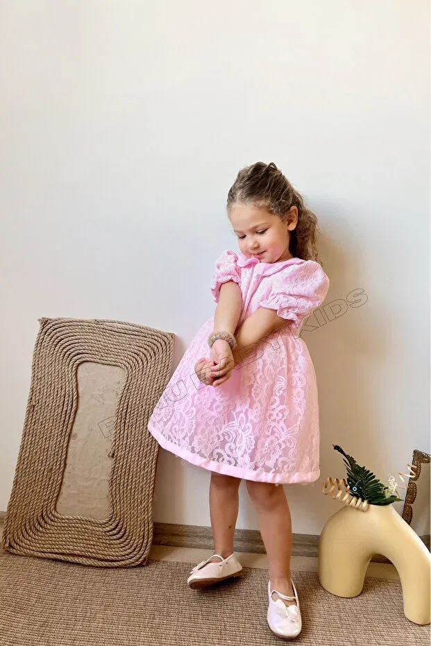 Детское платье для девочек кружевное Penu Baby Kids, Pink — фото 4