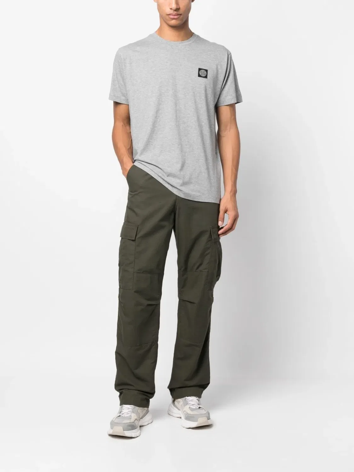 Stone Island Футболка с патчем-логотипом, серый — фото 3