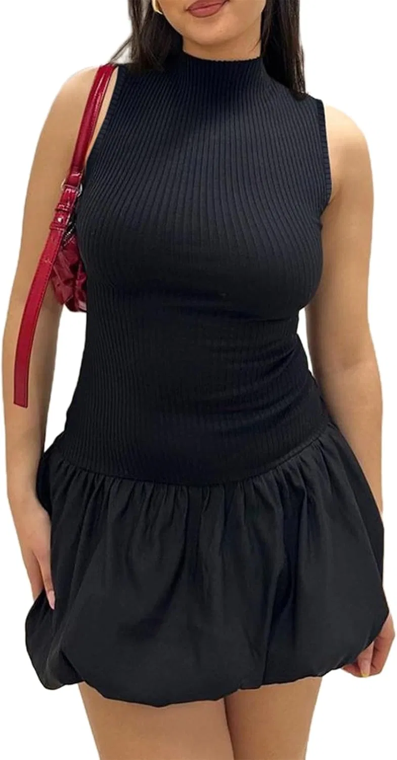 Женское короткое платье с воланами Beeuthios, Black