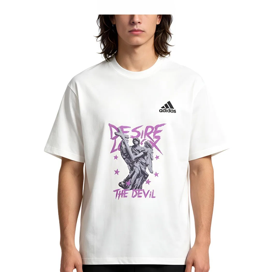 Детская футболка с принтом Adidas MUST HAVES, Ivory — фото 4