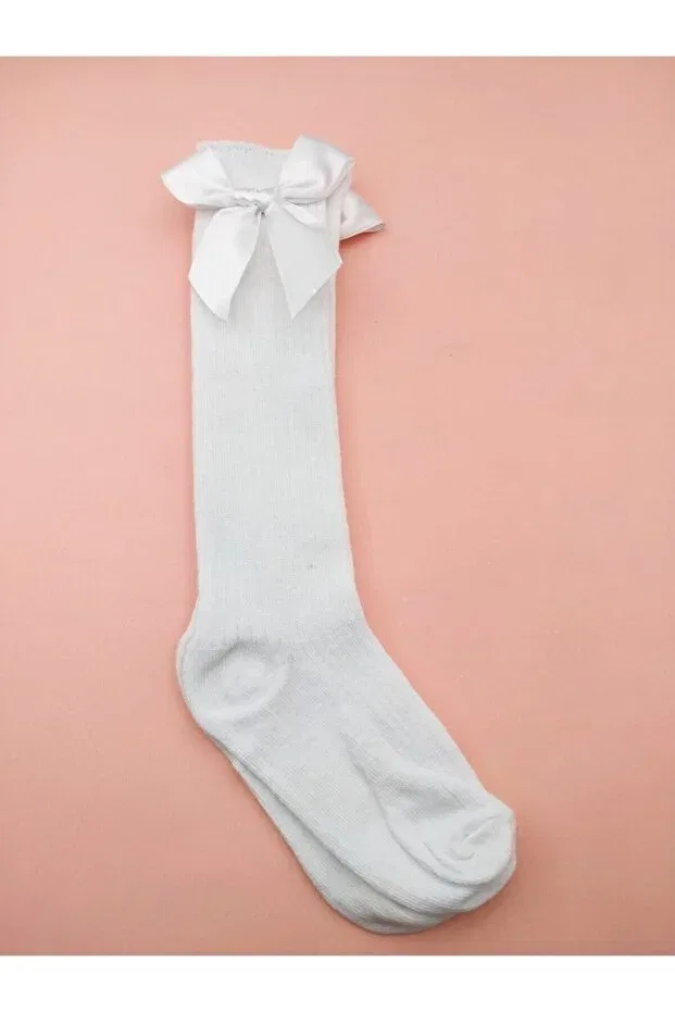 Детские носки для девочек с бантом Eses Bebe, White