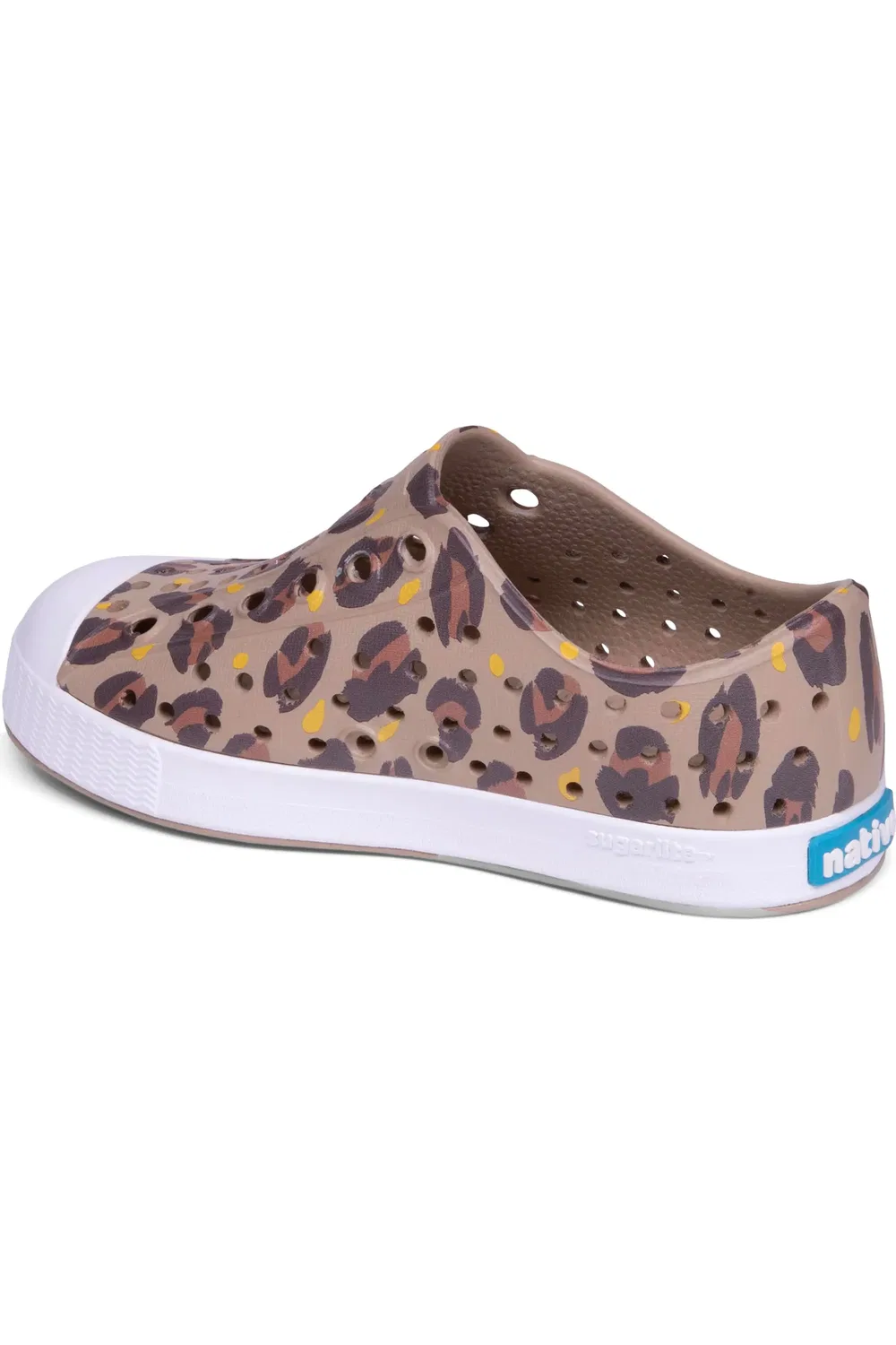 Детские кеды водонепроницаемые slip-on Jefferson Native Shoes, Tan/White/Leopard — фото 2