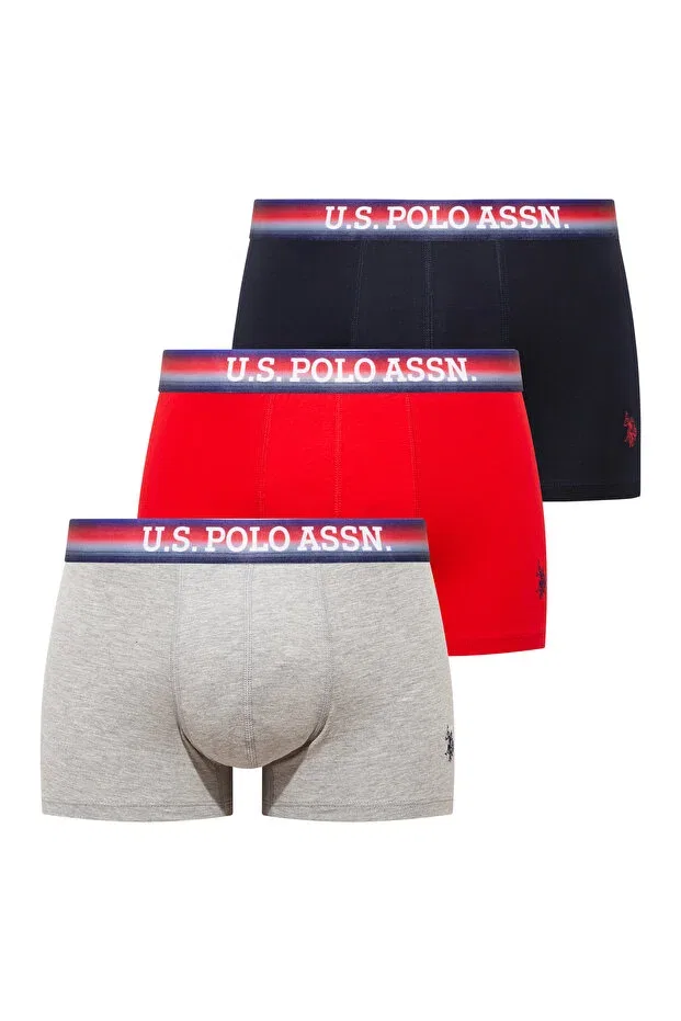 Мужские боксеры с принтом U.S. Polo Assn., 201 Red - Navy Blue - Gray Melange