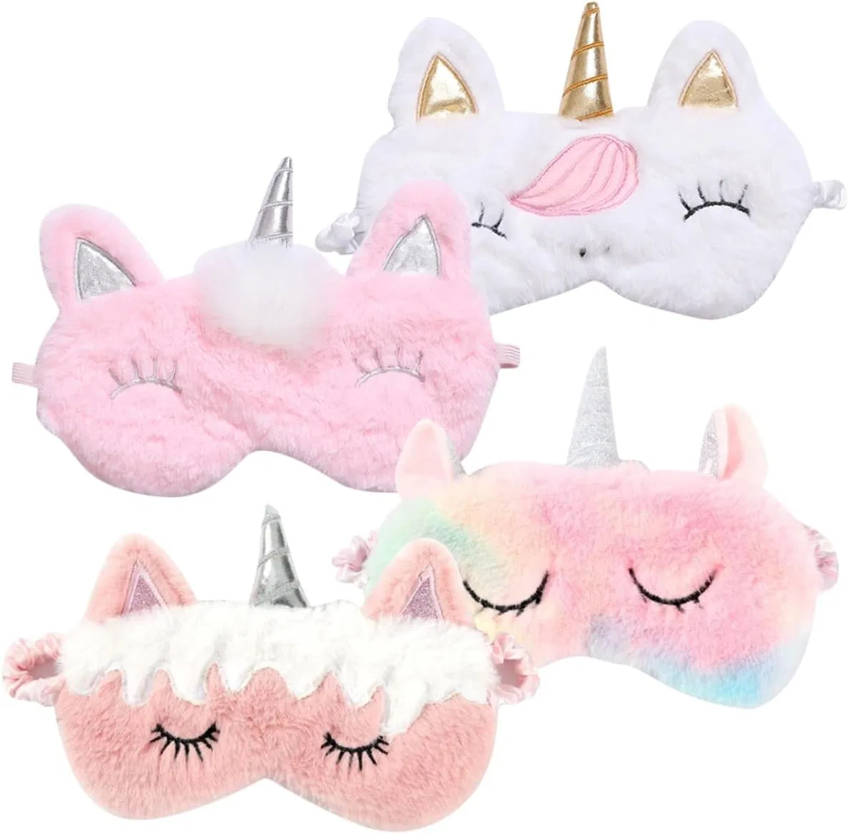 Маска для сна Einhorn, 4 шт, плюш, сатин, 18x9 см, мультиколор Generisch