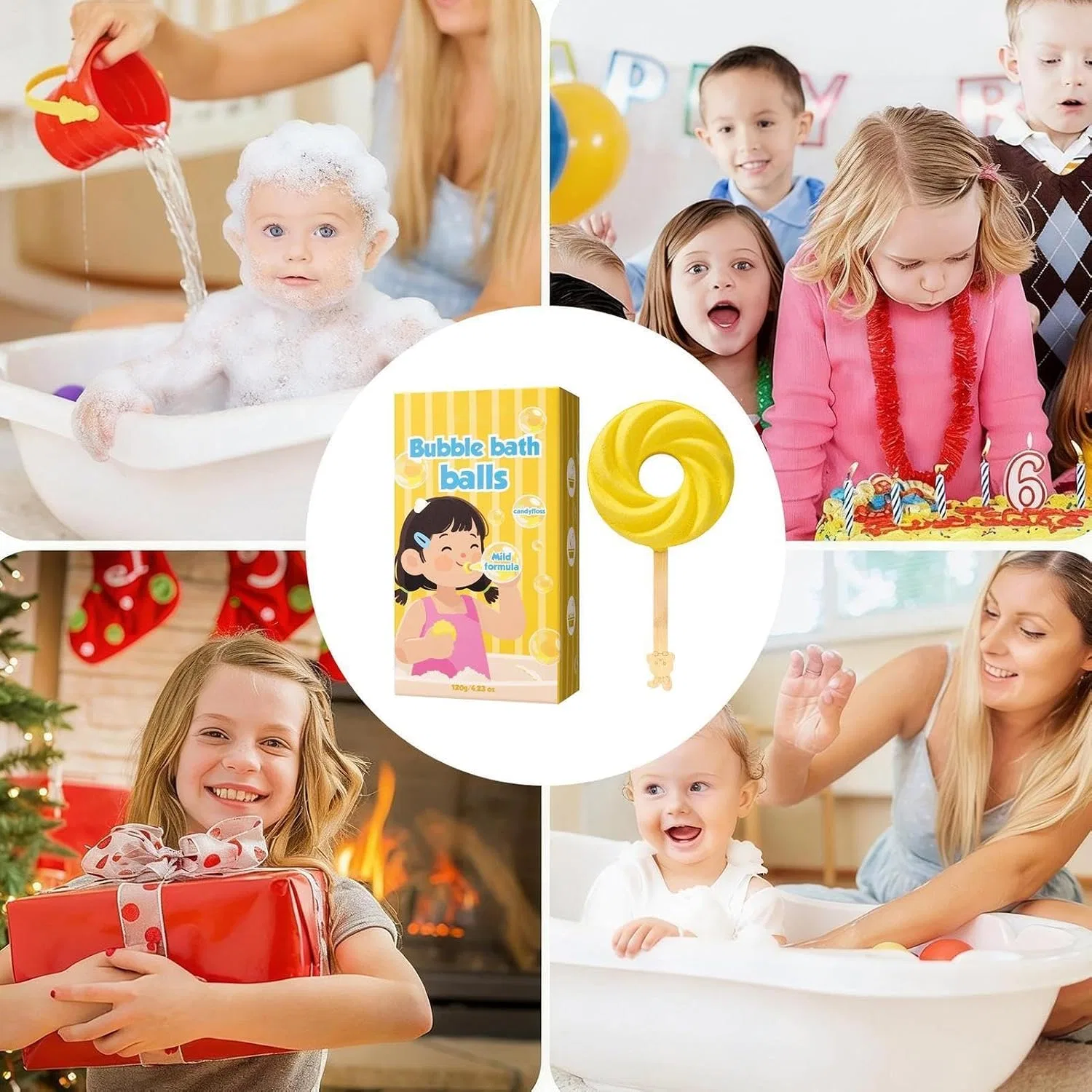 Пена для ванны, бомбочка для ванны в форме леденца, Generisch, набор 6 шт, 139 г, Многоцветный — фото 4