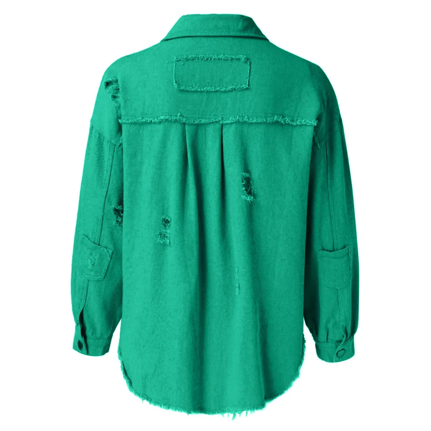 Женская джинсовая куртка oversize с длинным кроем, Verde Militare — фото 3
