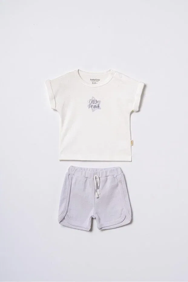 Детский комплект футболки и шорт с коротким рукавом Babycosy Organic Wear, Gray — фото 2