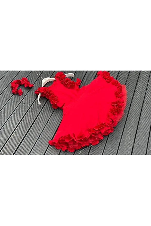 Детское платье для девочек хлопковое Red Poppy Dress Anne Kız Tasarım, Red — фото 2