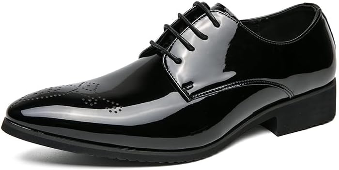 

Мужские свадебные туфли из лакированной кожи, классические оксфорды с острым носком для деловых и официальных мероприятий Waolsu, черный