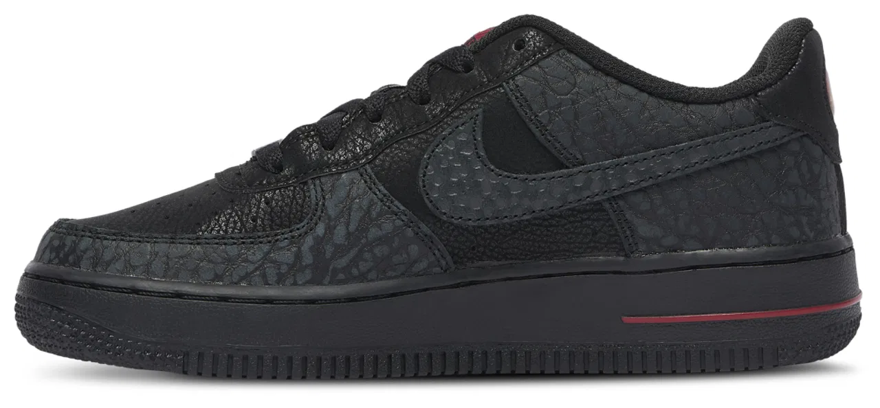 Детские кроссовки для мальчиков с кожаным верхом Air Force 1 Low Nike, черный/серый/красный — фото 2