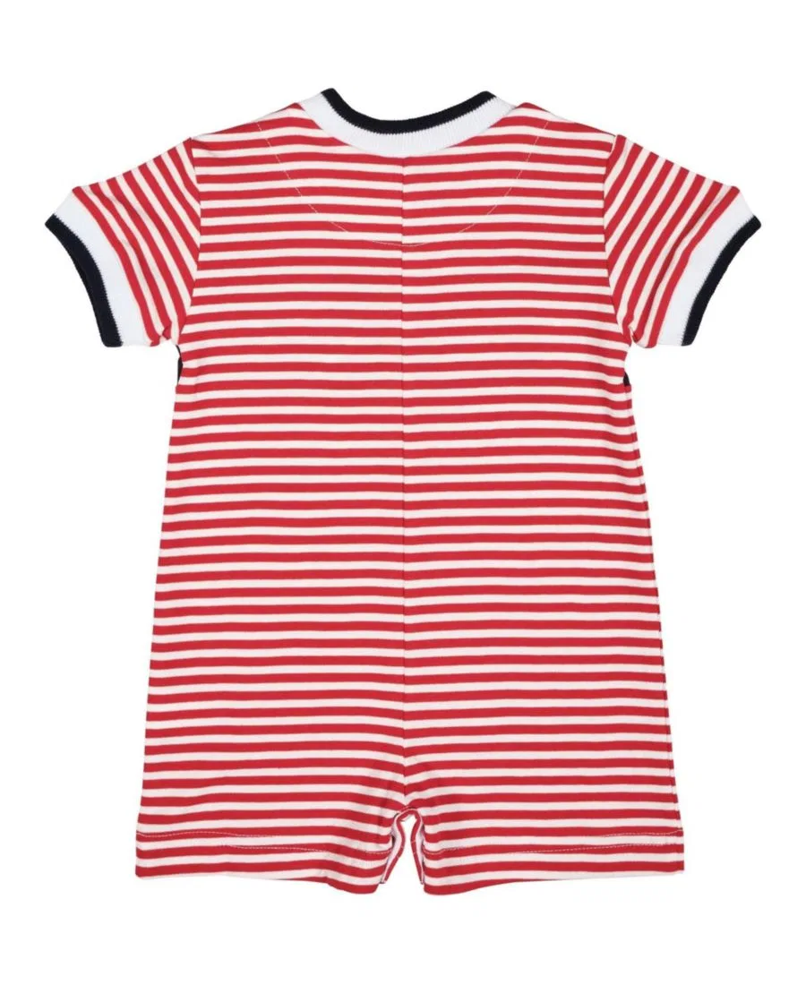 Детский комбинезон-боди с принтом, модель Stripe Knit Shortall With Nautical Applique Florence Eiseman, Red — фото 3