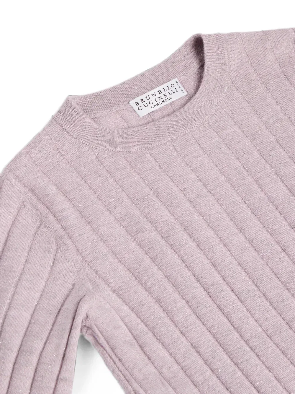 Кашемировый свитер в рубчик Brunello Cucinelli Kids, розовый — фото 2