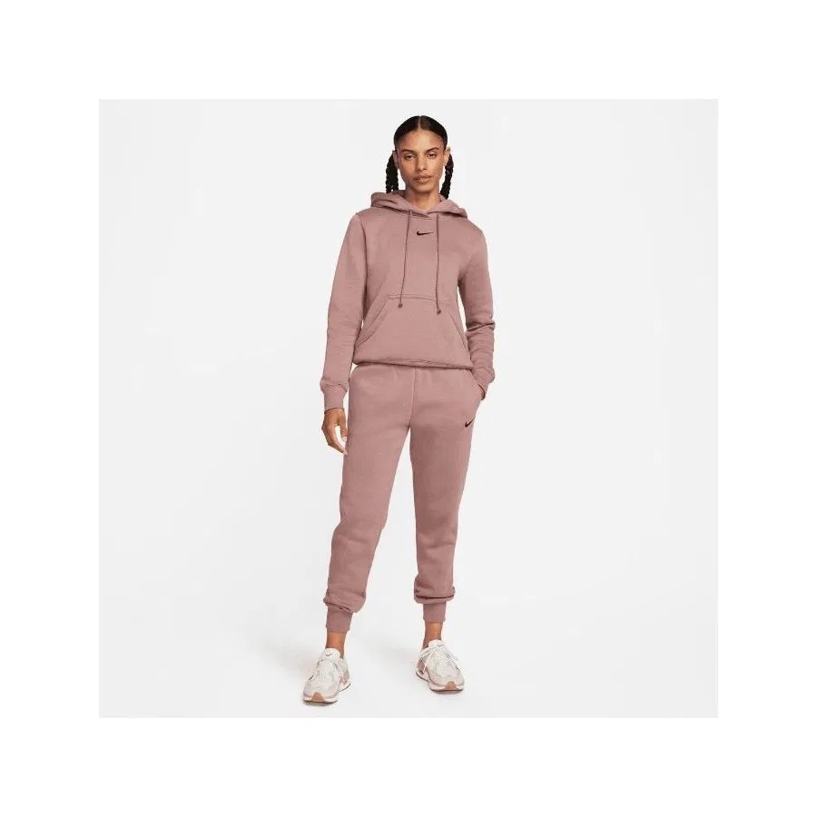 Женские спортивные штаны из футера с вышивкой Swoosh Nike Sportswear Phoenix, Коричневый — фото 2