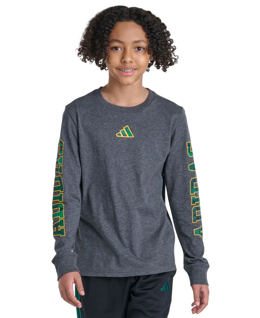 Футболка с длинным рукавом с камуфляжным принтом adidas, Dark Gray Heather