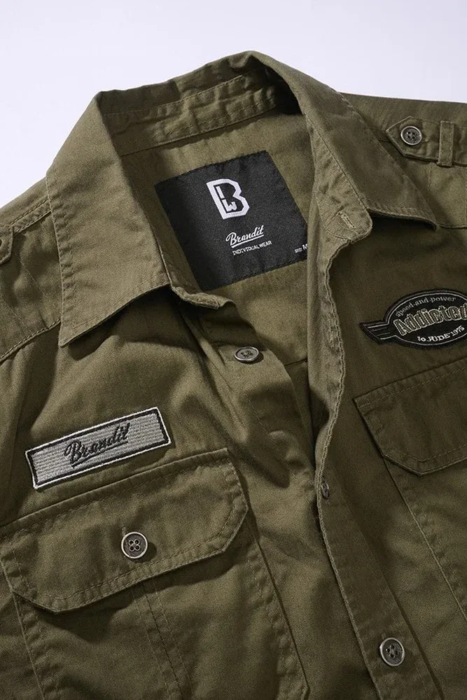 Мужская рубашка с коротким рукавом Luis Vintage Shirt Brandit, Khaki — фото 3