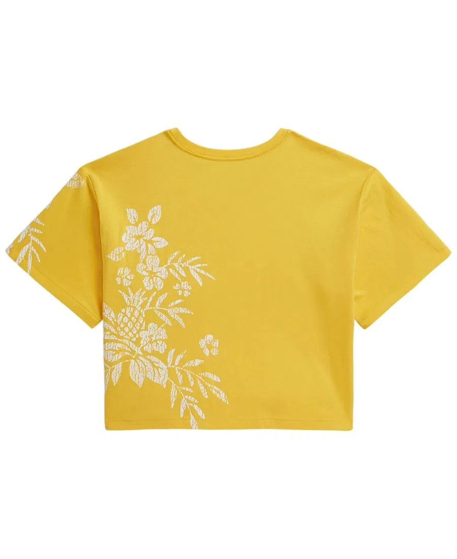 Футболка из хлопка с принтом гибискуса Polo Ralph Lauren, Signal Yellow — фото 2