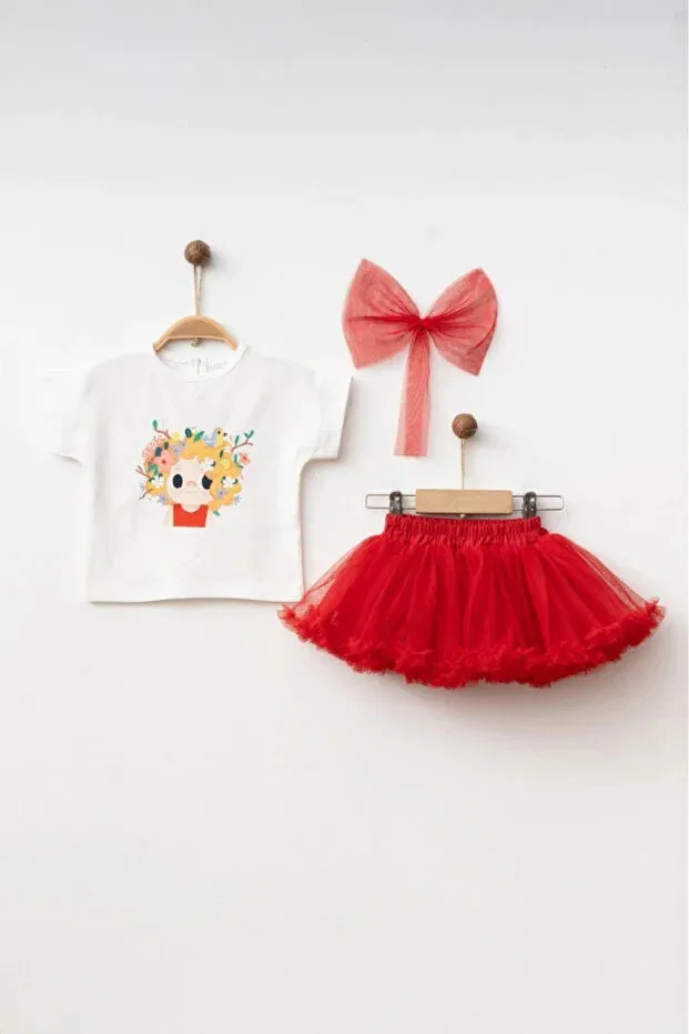 Детский комплект для девочек с принтом Hümabebe, Red