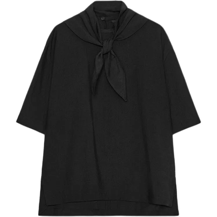 Женская рубашка с шарф-воротником Black ZARA, Черный