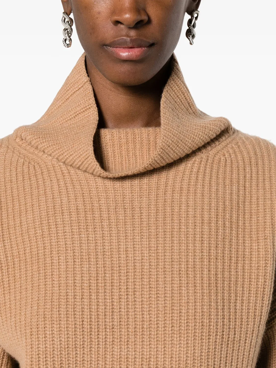 Свитер с высоким воротником изChunky Knit Polo Ralph Lauren, светло-коричневый — фото 2