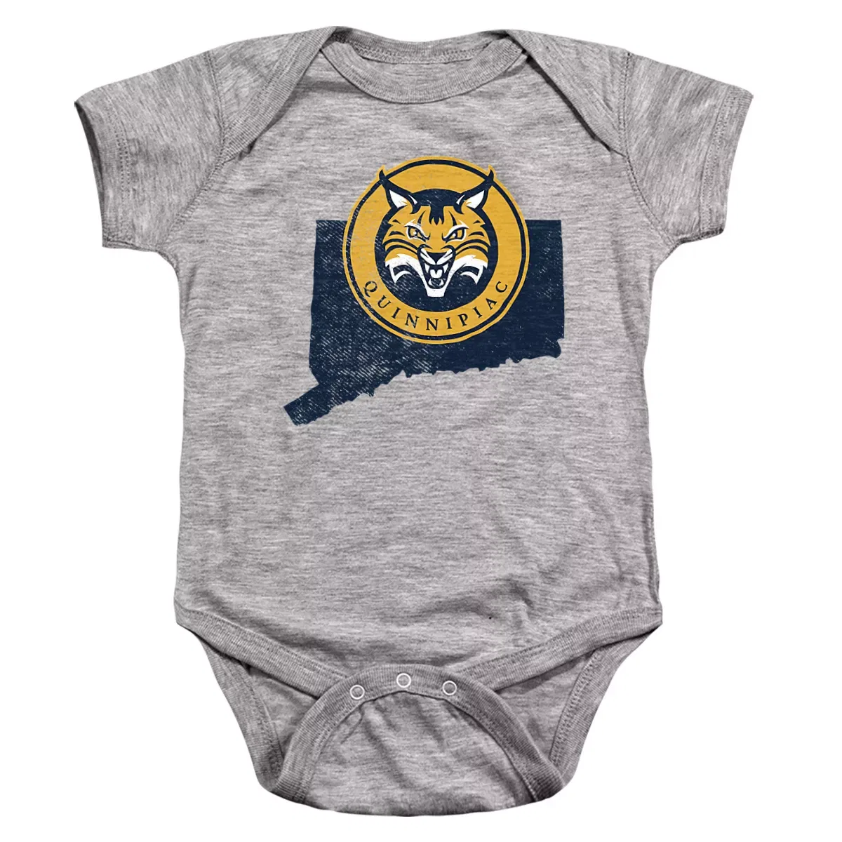 Детский боди-комбинезон с коротким рукавом NCAA Quinnipiac University State Shape Infant Snap Suit, Athletic Heather