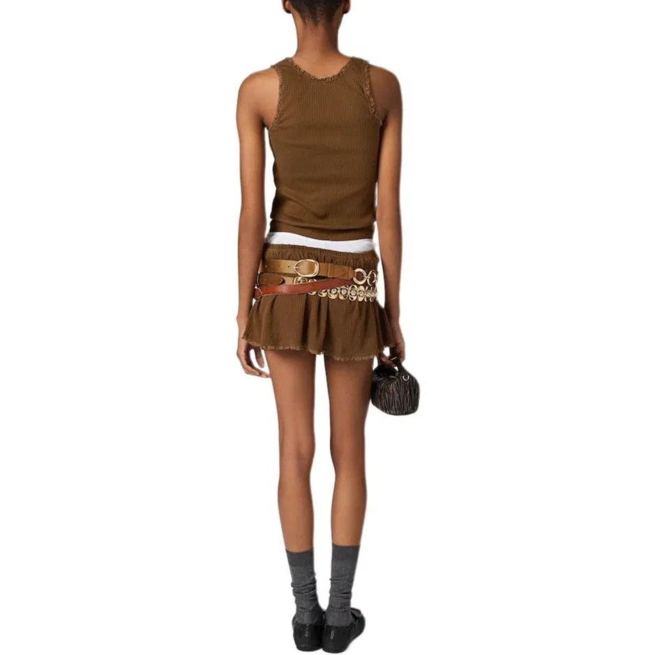 Топ-майка garment-dyed, MIU MIU, Cocoa Brown — фото 4