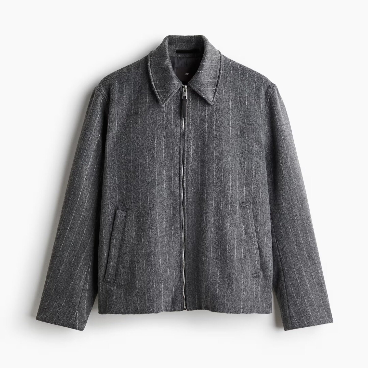 

Куртка из шерсти H&M A/W 2024 Regular Fit, темно-серый/полоска
