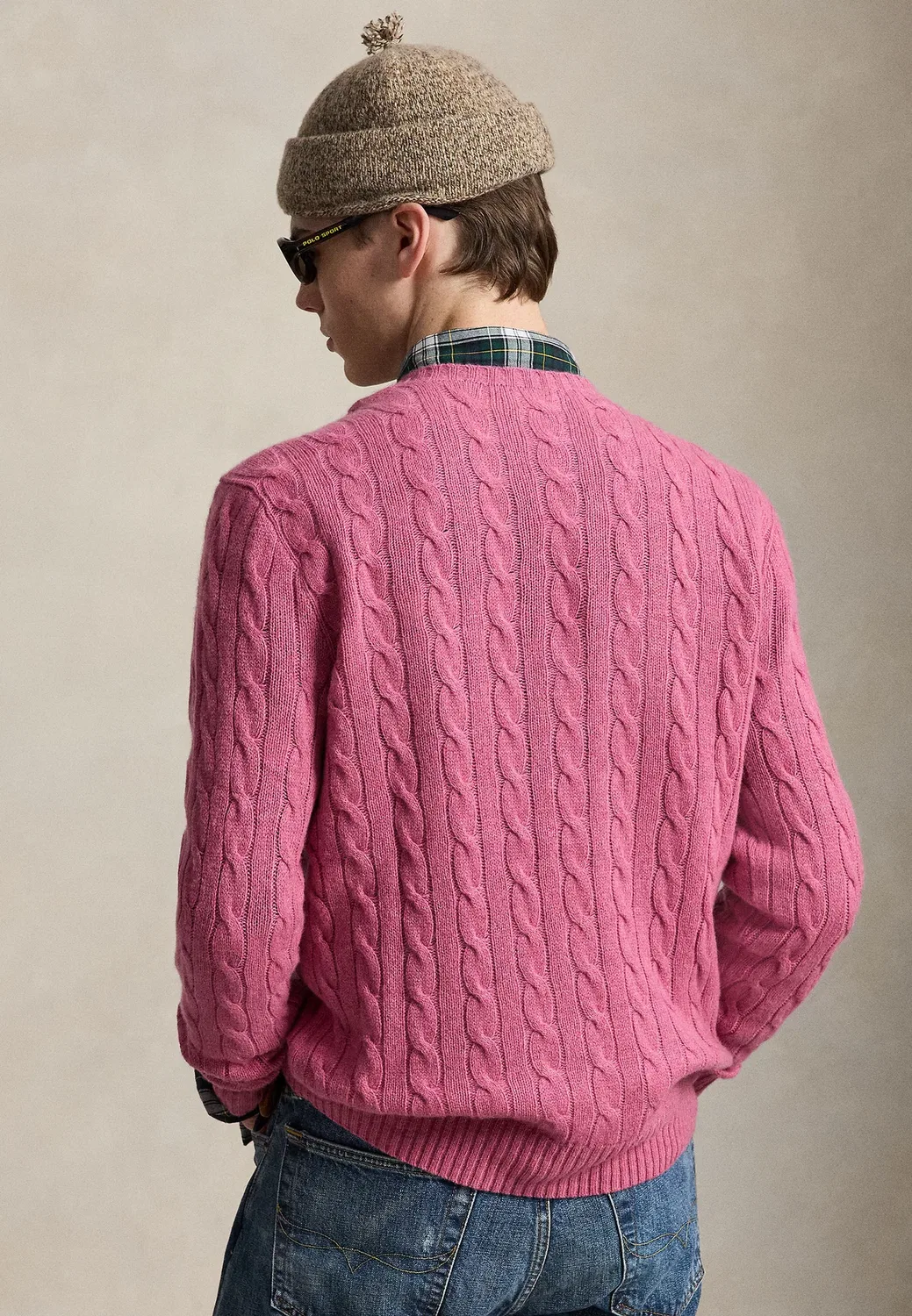 Свитер-Джемпер крупной вязки из шерсти и кашемира Polo Ralph Lauren, Thulian Pink Heather — фото 3