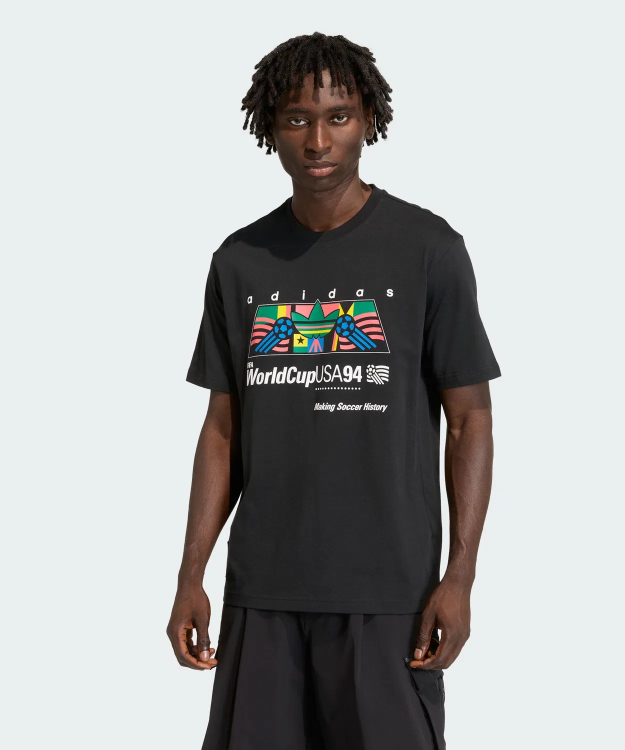 Мужская/Женская футболка с принтом Archive Africa 94 Adidas, Черный — фото 2