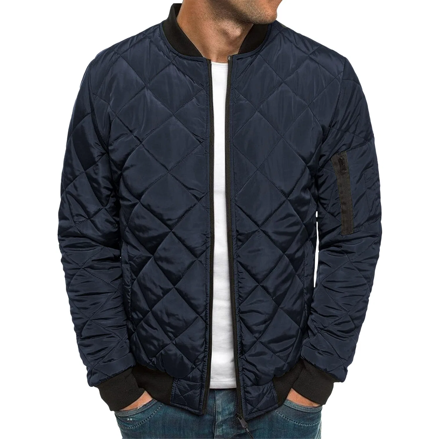 Мужская куртка-бомбер с принтом Diamond Jackets, blue navy