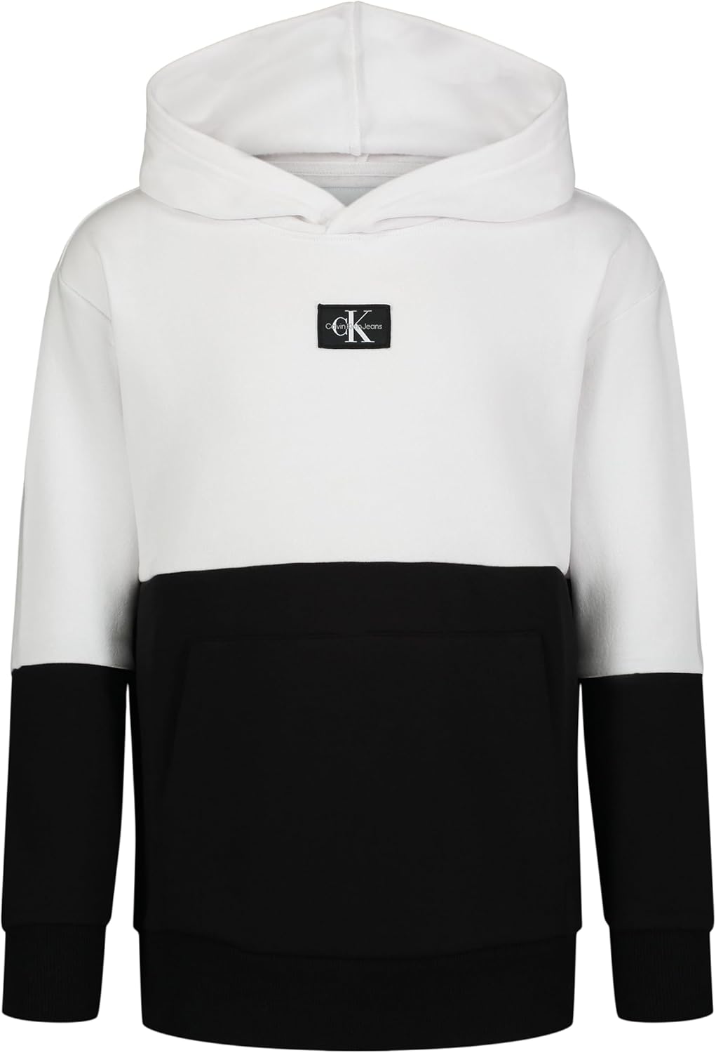 

Толстовка с длинным рукавом Calvin Klein для мальчиков, флисовая толстовка с капюшоном, Colorblock White/Black
