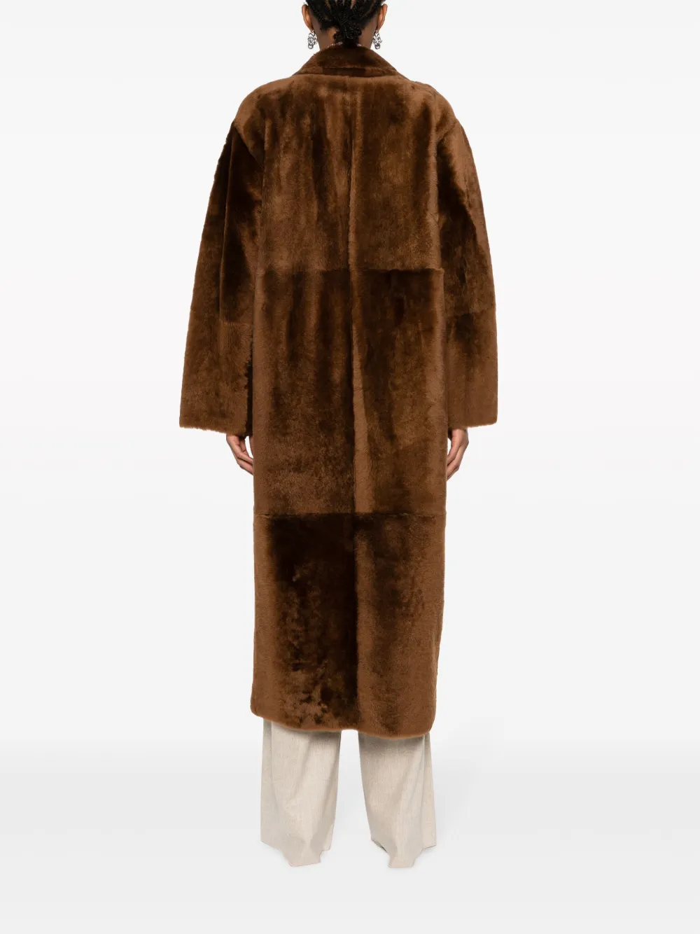 Двубортное пальто с зазубренными лацканами MAX MARA, коричневый — фото 4