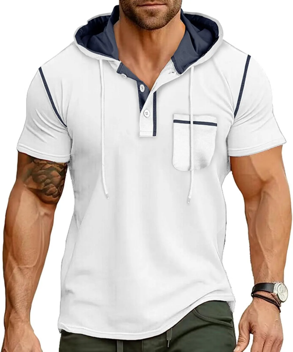 

Мужская футболка с капюшоном и карманом