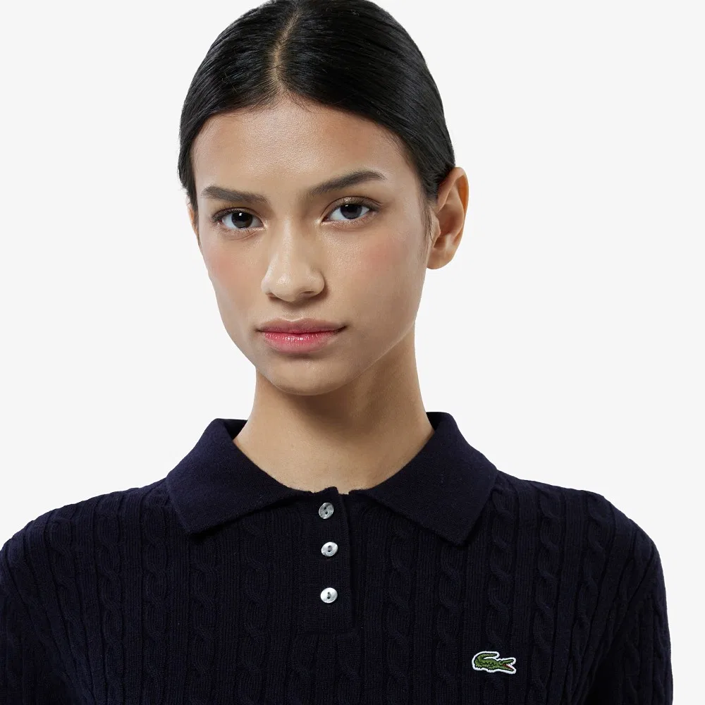 Свитер-поло Lacoste, вязаный, темно-синий — фото 2