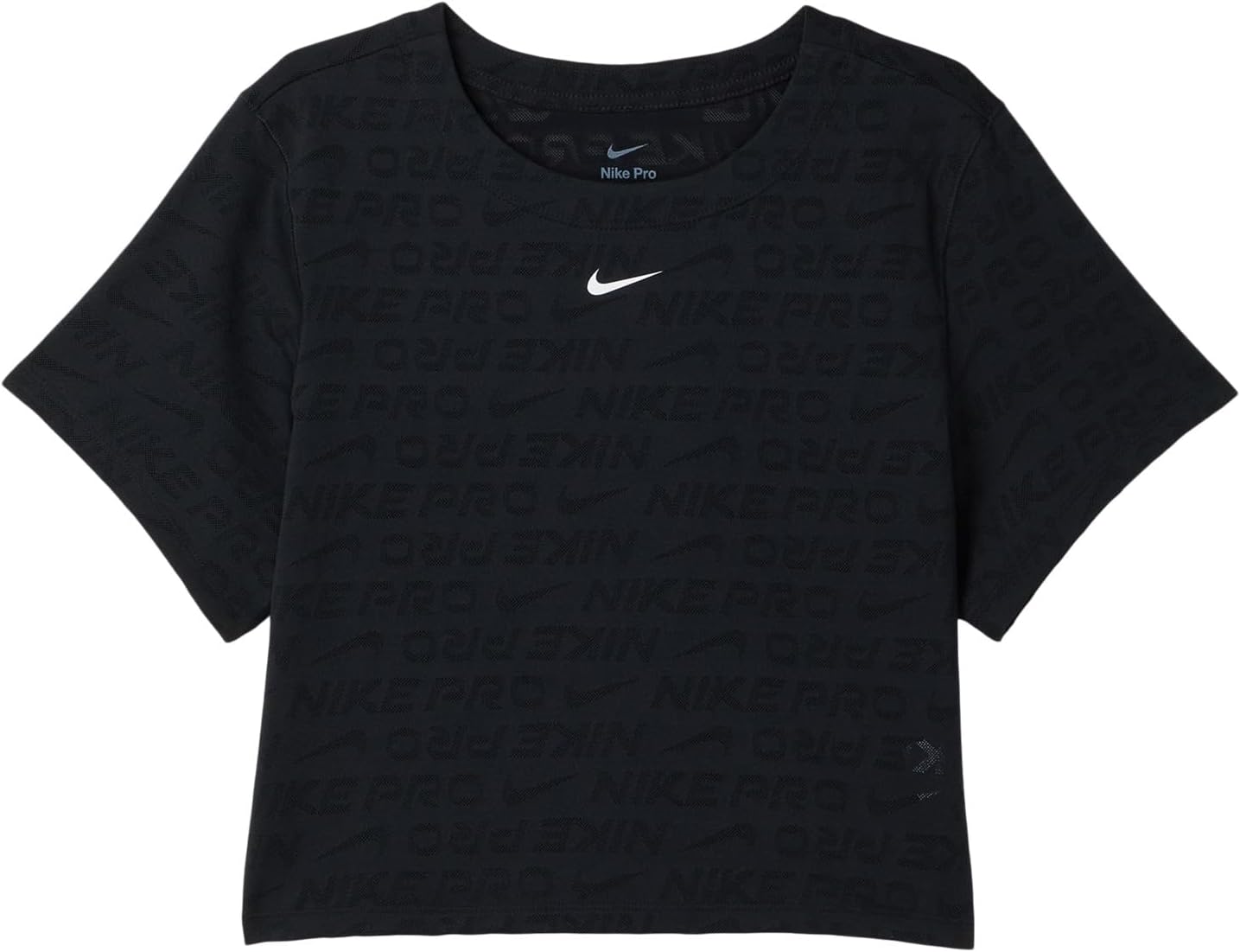 

Женский укороченный жаккардовый топ Pro Dri-FIT с короткими рукавами Nike Kids, Black/White