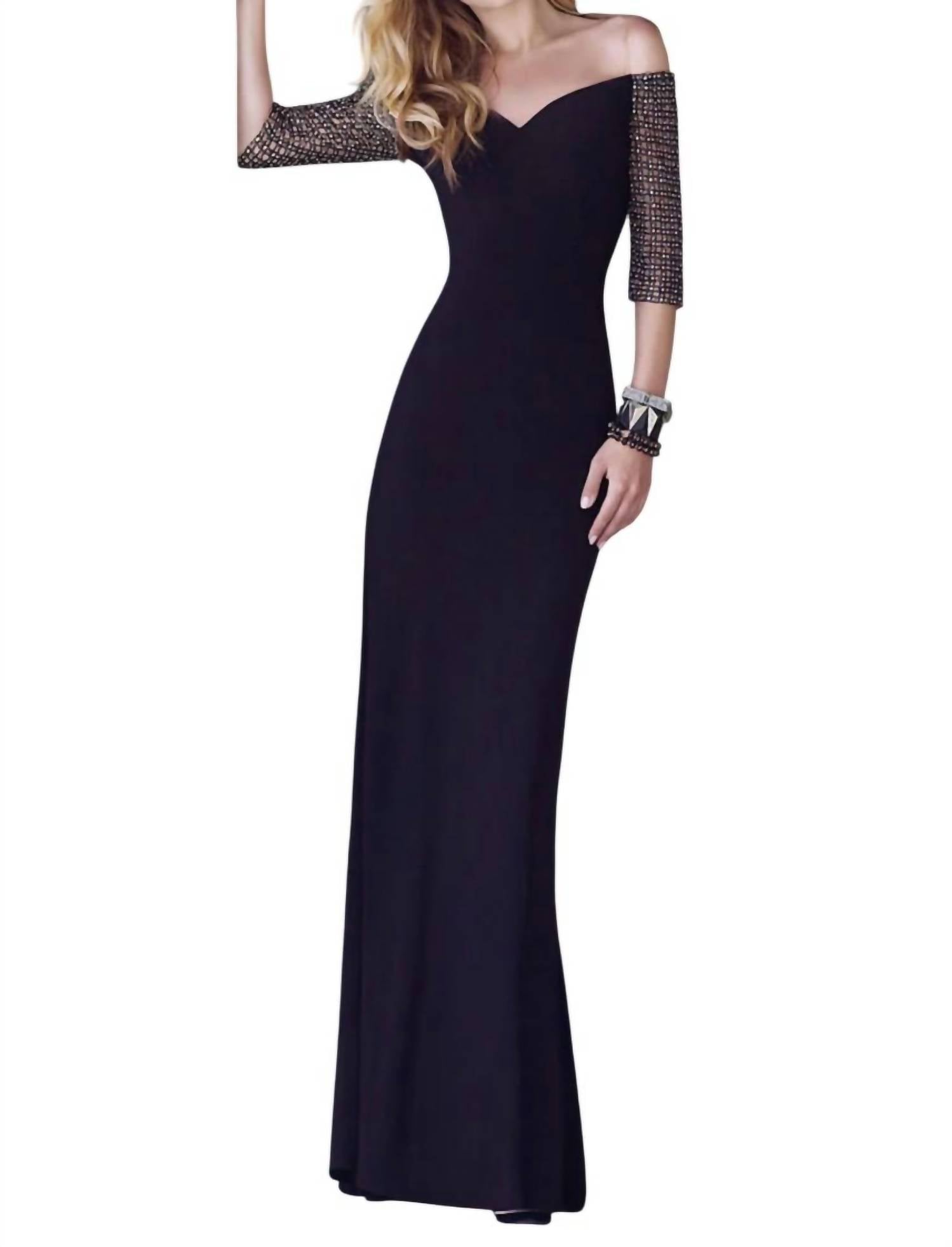 

Черное вечернее платье с бисером ALYCE PARIS