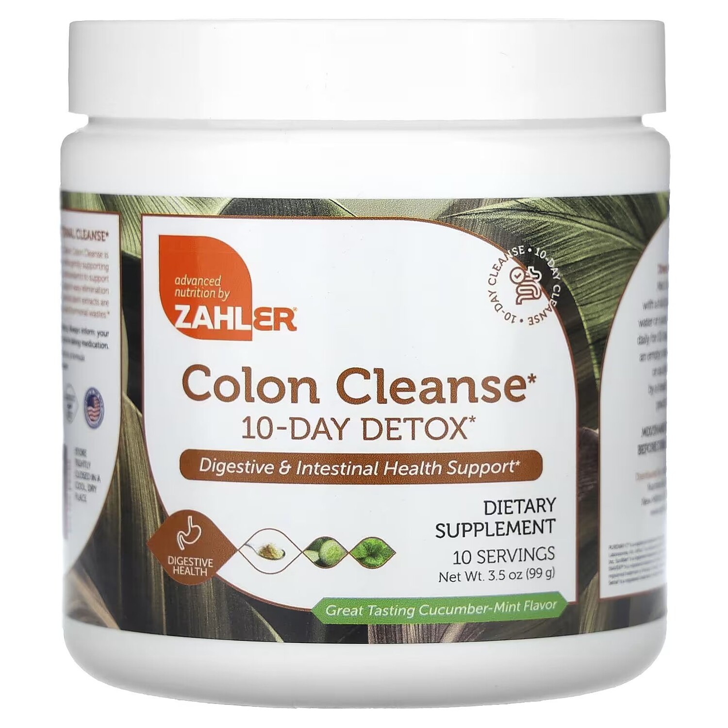 

Colon Cleanse, 10-дневная детоксикация, огурец и мята, 3,5 унции (99 г) Zahler