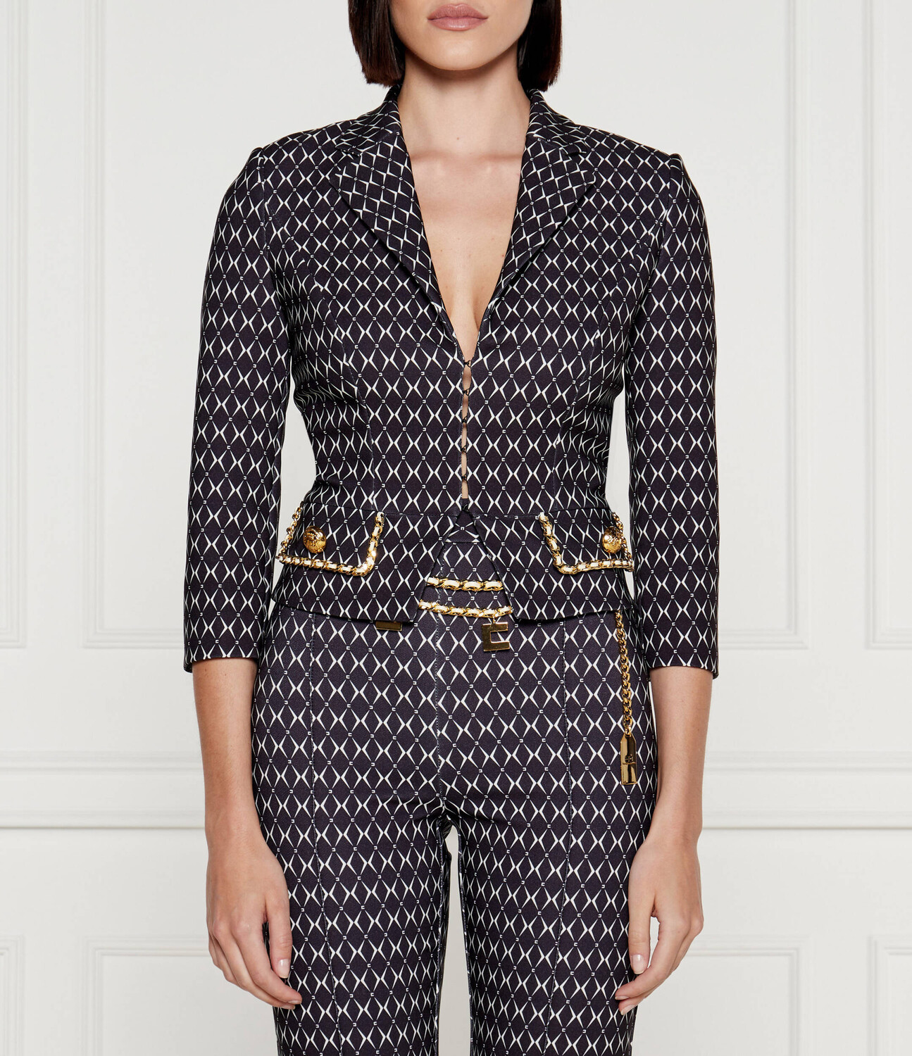 

Блейзер Elisabetta Franchi Slim Fit, черный
